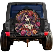 Lotusprinthandmade Sugar Skull Beauty Spare Tire Cover With Backup Camera Hole 6 Sizes (27 in.), sugar skull tire cover