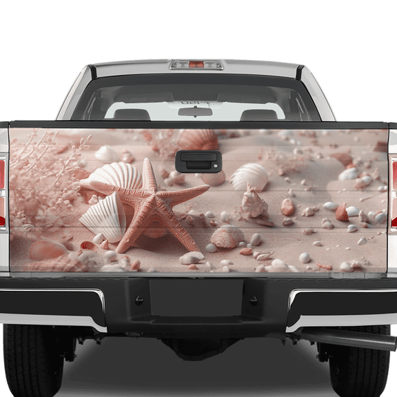 Lotusprinthandmade The Beauty Of Seashells on Beach Tailgate Wrap 2 Sizes (24"x58"), Seashells Tailgate Graphic