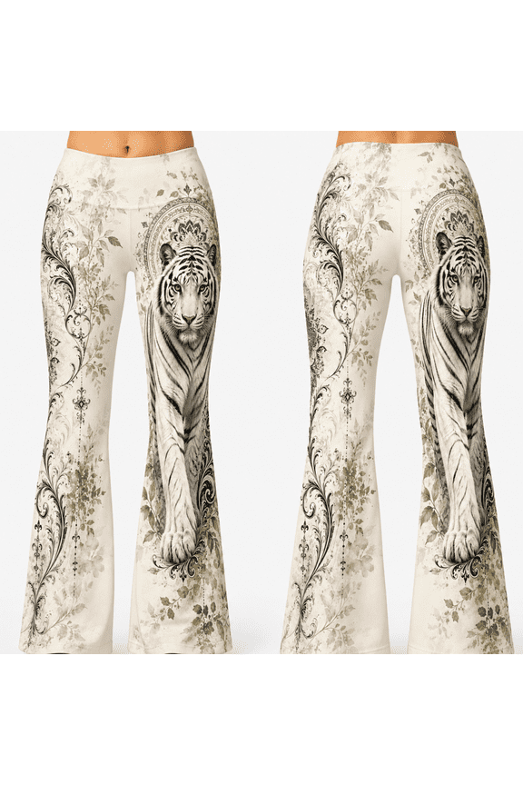 Tiger Animal Print All-over Print High-Waist Standard & Flare Leggings (XS), tiger pattern leggings