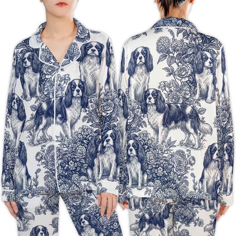 Spaniel Set Lotusprinthandmade Toile Style Cavalier Spaniel All-over Print Satin ...
