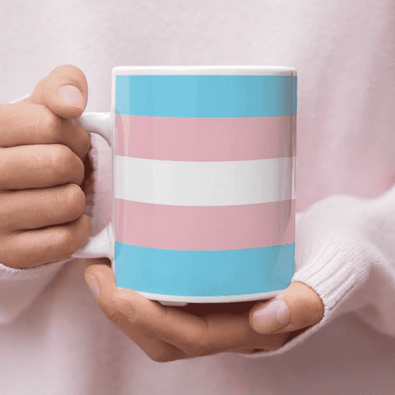 Lotusprinthandmade Trans Pride Flag Transgender Flag LGBTQ Ceramic Mug (15oz)