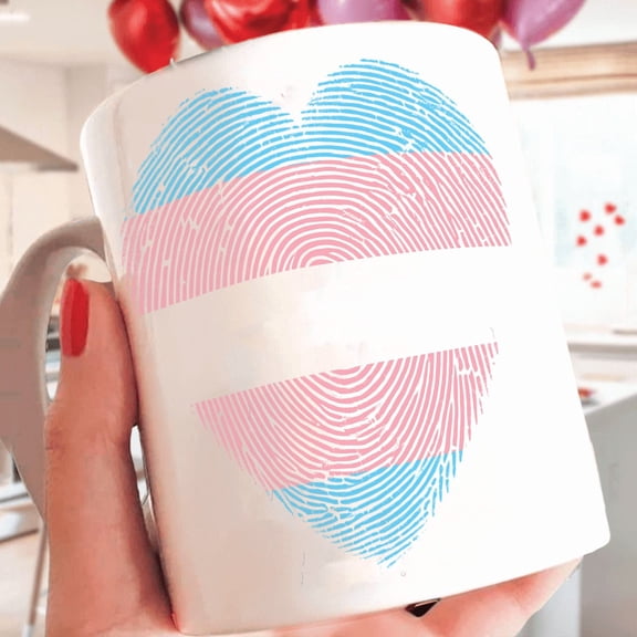Lotusprinthandmade Transgender LGBT Heart Fingerprint Ceramic Mug (15oz)