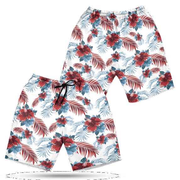Lotusprinthandmade Tropical Knee Length Hawaiian Shorts S-5XL (4XL), Tropical Hawaii Shorts for Men