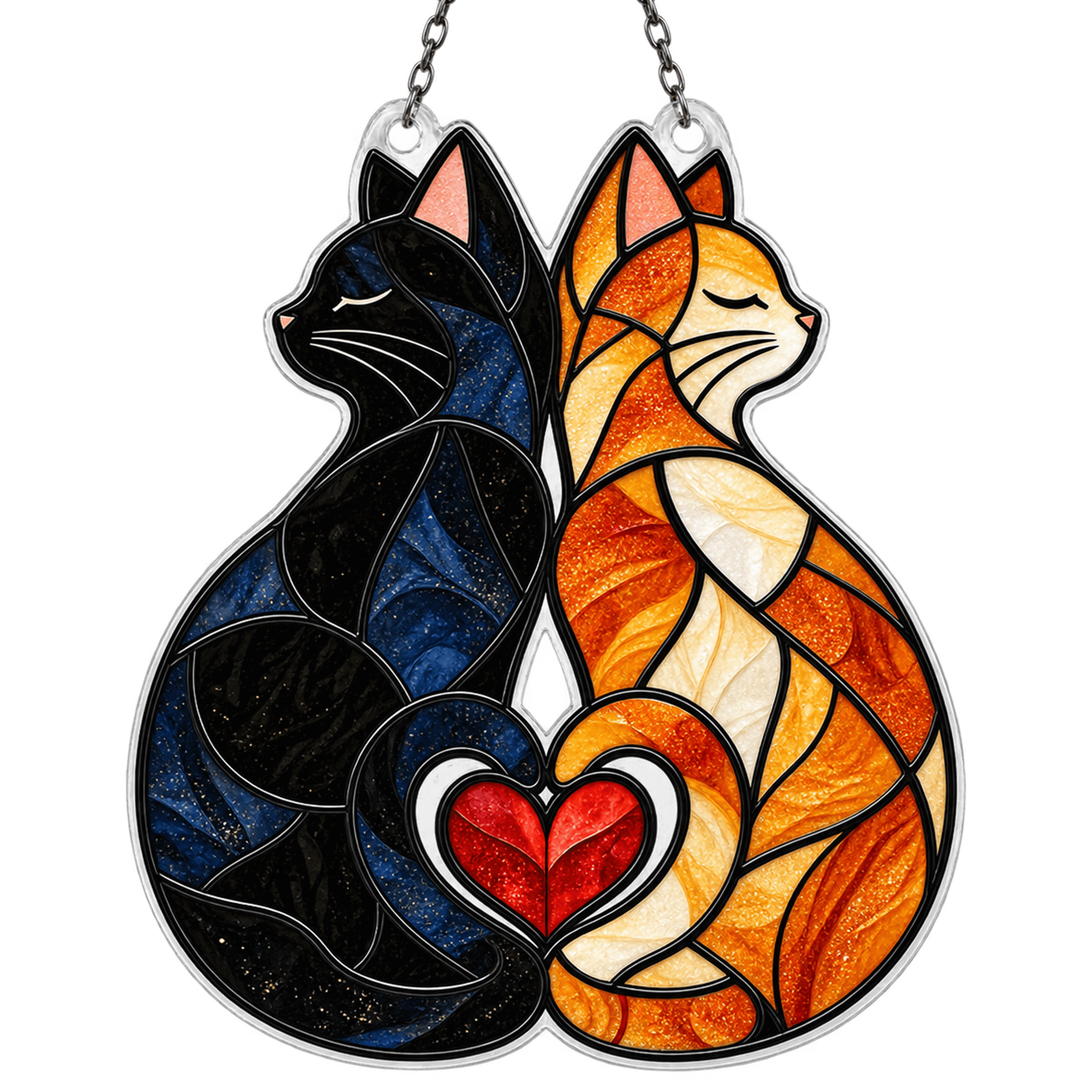 Lotusprinthandmade Two Cats Heart Custom Shape Window Hanging Acrylic ...