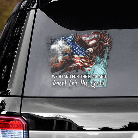 Lotusprinthandmade US Eagle Veteran Transparent Vinyl Decal 4 Sizes (14x14 Inches)