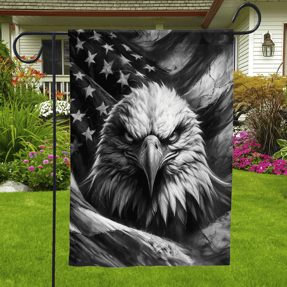 Lotusprinthandmade US Flag Eagle Patriotic 100% Polyester Garden Flag 28x40 inches