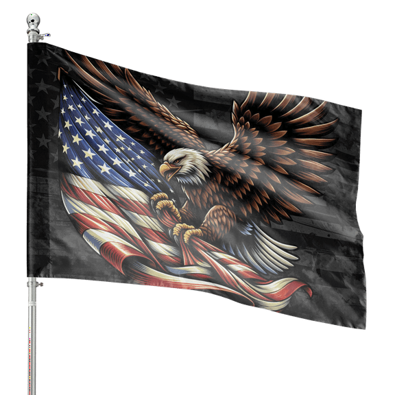 Lotusprinthandmade US Flag Eagle Patriotic 100% Polyester House Flag 29.5 x 39.5 inches