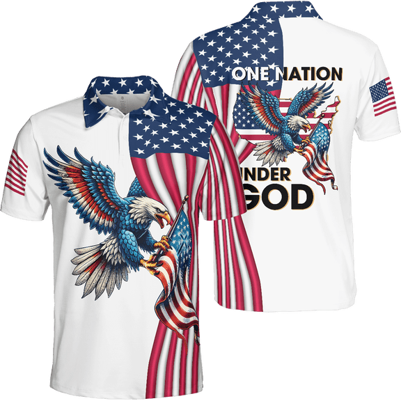 Lotusprinthandmade American Flag Eagle Patriotic Mens Polo Shirt Lightweight 4XL