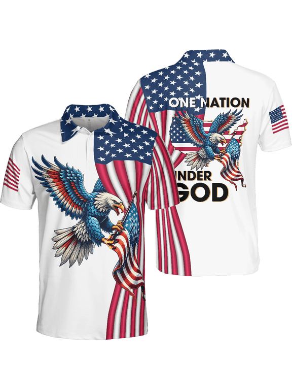 American Flag Eagle Patriotic Mens Polo Shirt Lightweight 4XL