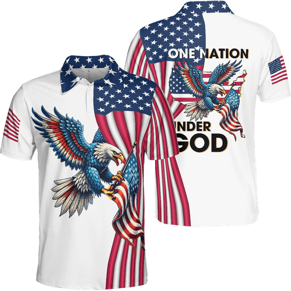 Lotusprinthandmade US Flag Eagle Patriotic Men Polo Shirt (Lightweight) S-5XL Multicolor (L)
