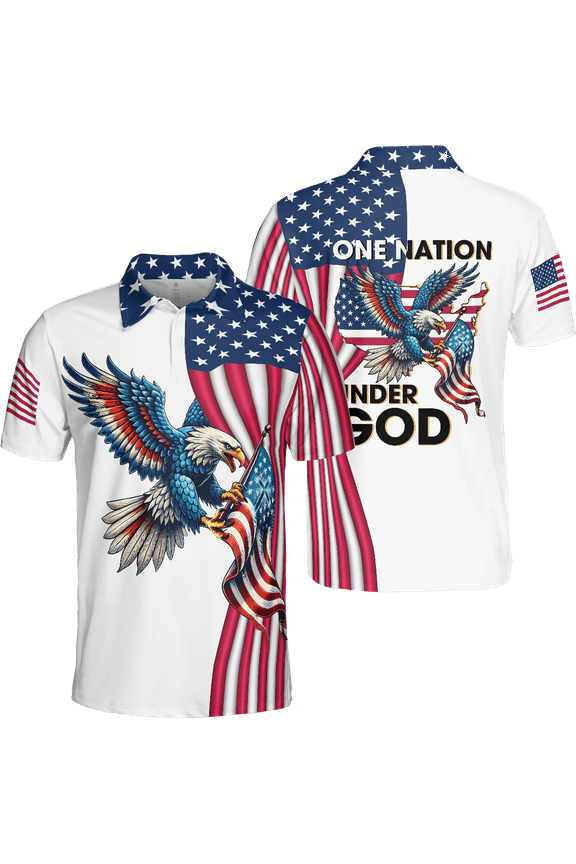 US Flag Eagle Patriotic Men Polo Shirt (Lightweight) S-5XL Multicolor (L)