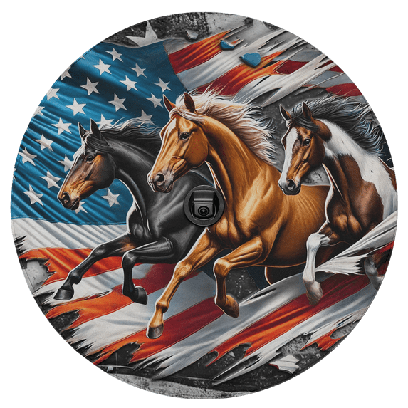 Lotusprinthandmade US Flag Horse Spare Tire Cover With Backup Camera Hole 6 Sizes (27 in.)