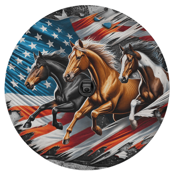 Lotusprinthandmade US Flag Horse Spare Tire Cover With Backup Camera Hole 6 Sizes (29 in.)