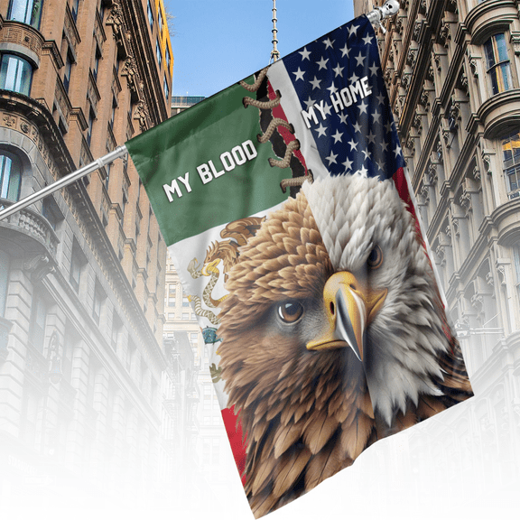 Lotusprinthandmade US Mexico Patriotic Proud 100% Polyester Vertical House Flag 29.5 x 39.5 inches