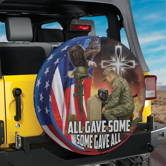 Lotusprinthandmade US Veteran Eagle Spare Tire Cover With Backup Camera Hole 6 Sizes (29 in.), america flag veteran tire cover