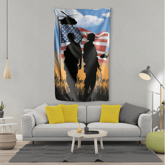 Lotusprinthandmade US Veteran Patriotic 100% Polyester Wall Flag 36×60 inches