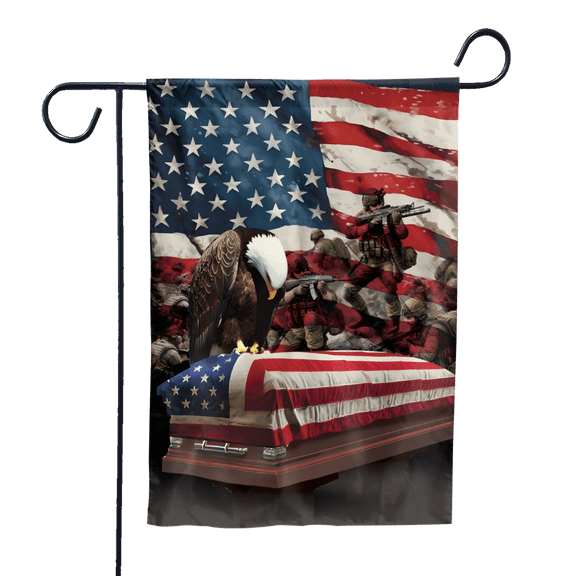 Lotusprinthandmade US Veterans Eagle 100% Polyester Garden Flag 12x18 inches
