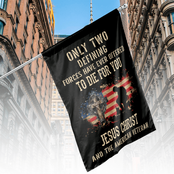 Lotusprinthandmade US Veterans Jesus Christian 100% Polyester Vertical House Flag 36×60 inches, religious-themed outdoor flag