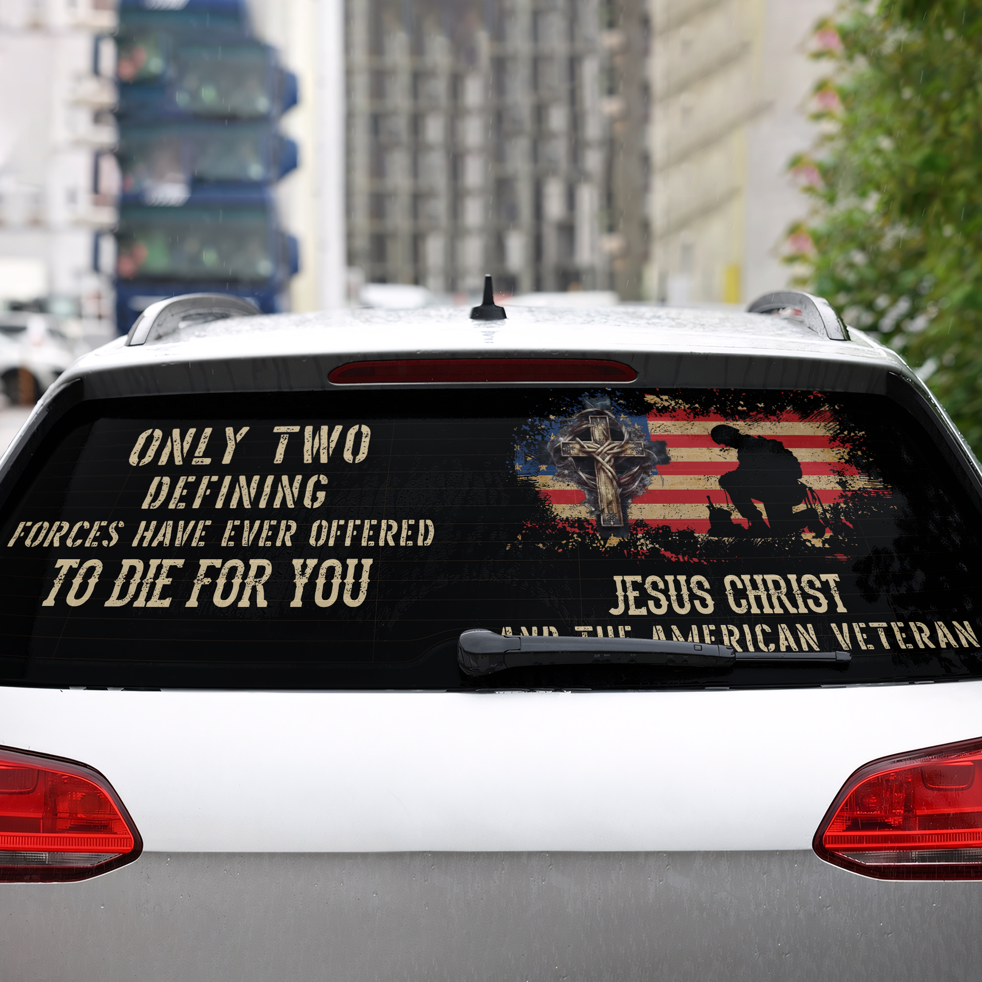 Lotusprinthandmade US Veterans Patriotic Jesus Christian Rear Window ...