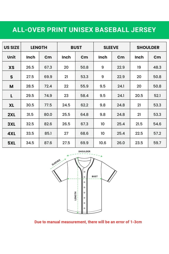 Unisex Baseball Jersey XS-5XL Multicolor (XS)