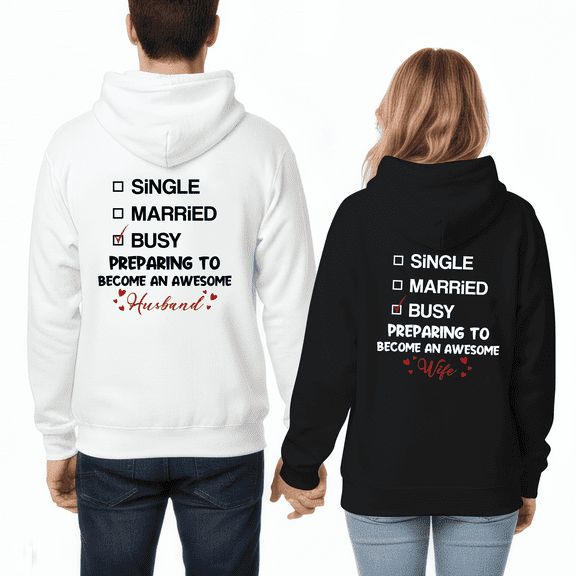 Lotusprinthandmade Valentine’s Day Husband And Wife Hoodie 2D S-5XL Multicolor (S) – Valentine Couple Hoodie Set