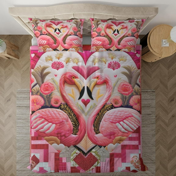 Lotusprinthandmade Valentine's Day Pink Flamingo Bedding Set (Made in Vietnam) (60x80), Romantic Flamingo-Themed Bed