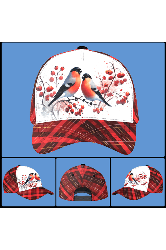 Valentine's Day Winter Love Birds Classic Baseball Cap One Size Multicolor, Love Animal Baseball Hat