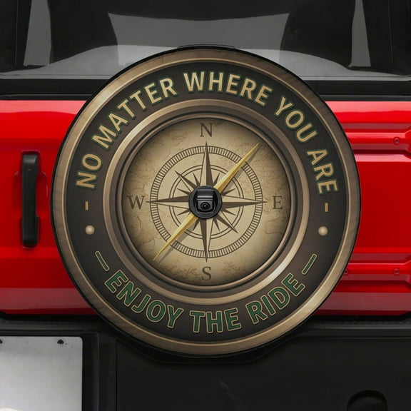 Lotusprinthandmade Vintage Direction Finder Graphic Spare Tire Cover With Backup Camera Hole 6 Sizes (27 in.), outdoor direction finder spare tire cover