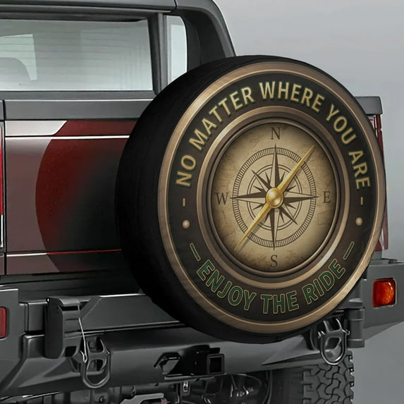 Lotusprinthandmade Vintage Direction Finder Graphic Spare Tire Cover Without Backup Camera Hole 6 Sizes (34 in. V2), outdoor direction finder spare tire cover