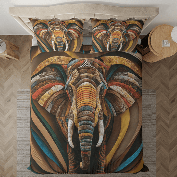 Lotusprinthandmade Vintage Elephant Bedding Set (Made in Vietnam) (60x80), Classic Elephant-Themed Bed