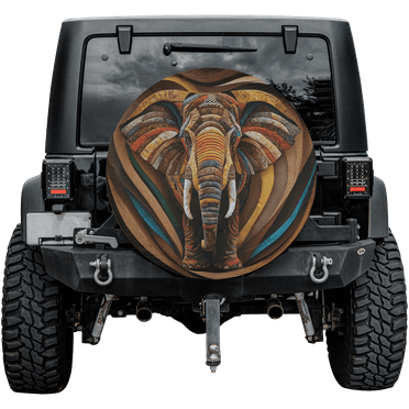 Lotusprinthandmade Vintage Elephant Spare Tire Cover Without Backup Camera Hole 6 Sizes (27 in.)