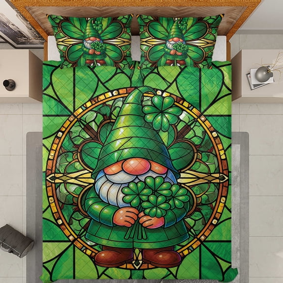 Lotusprinthandmade Whimsical Gnome Quilt Bedding Set (Fold Hem) 5 Sizes (Made in Vietnam) (55x60), Whimsical Gnome Art Quilt Bedding
