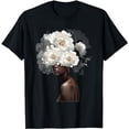 thumbnail image 1 of Lotusprinthandmade White Flower On Black Women Black Classic Unisex T-Shirt 100% Cotton S-5XL, 1 of 3