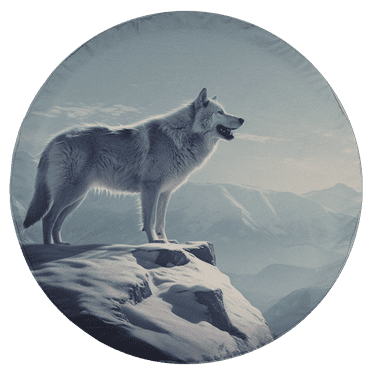 Lotusprinthandmade White Wolf In Snow Spare Tire Cover Without Backup Camera Hole 6 Sizes (27 in.)