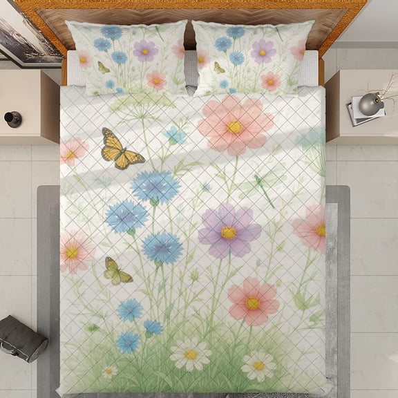 Lotusprinthandmade Wild Garden Flower Quilt Bedding Set