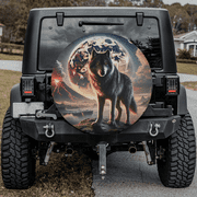 Lotusprinthandmade Wolf Graphic Spare Tire Cover Without Backup Camera Hole