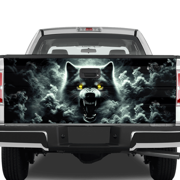 Lotusprinthandmade Wolf Graphic Tailgate Wrap 26" x 66", Wolf US Truck Tailgate Sticker Decal Wrap