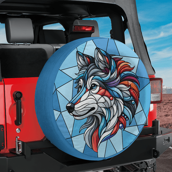 Lotusprinthandmade Wolf Spare Tire Cover Without Backup Camera Hole 6 Sizes (27 in.), wolf car tire cover, wolf spare cover, wolf tire wrap