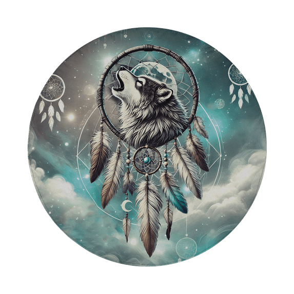 Lotusprinthandmade Wolf and Dream Catcher Spare Tire Cover Without Backup Camera Hole 6 Sizes (32 in.)