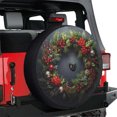thumbnail image 1 of Lotusprinthandmade Wreath Graphic Christmas Gift Spare Tire Cover With Backup Camera Hole 6 Sizes (35 in.), wreath print tire cover, christmas decor spare tire cover, 1 of 6