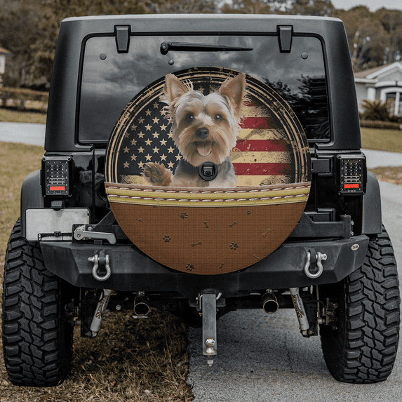 Lotusprinthandmade Yorkshire Terrier Spare Tire Cover With Backup Camera Hole 6 Sizes (34 in.)