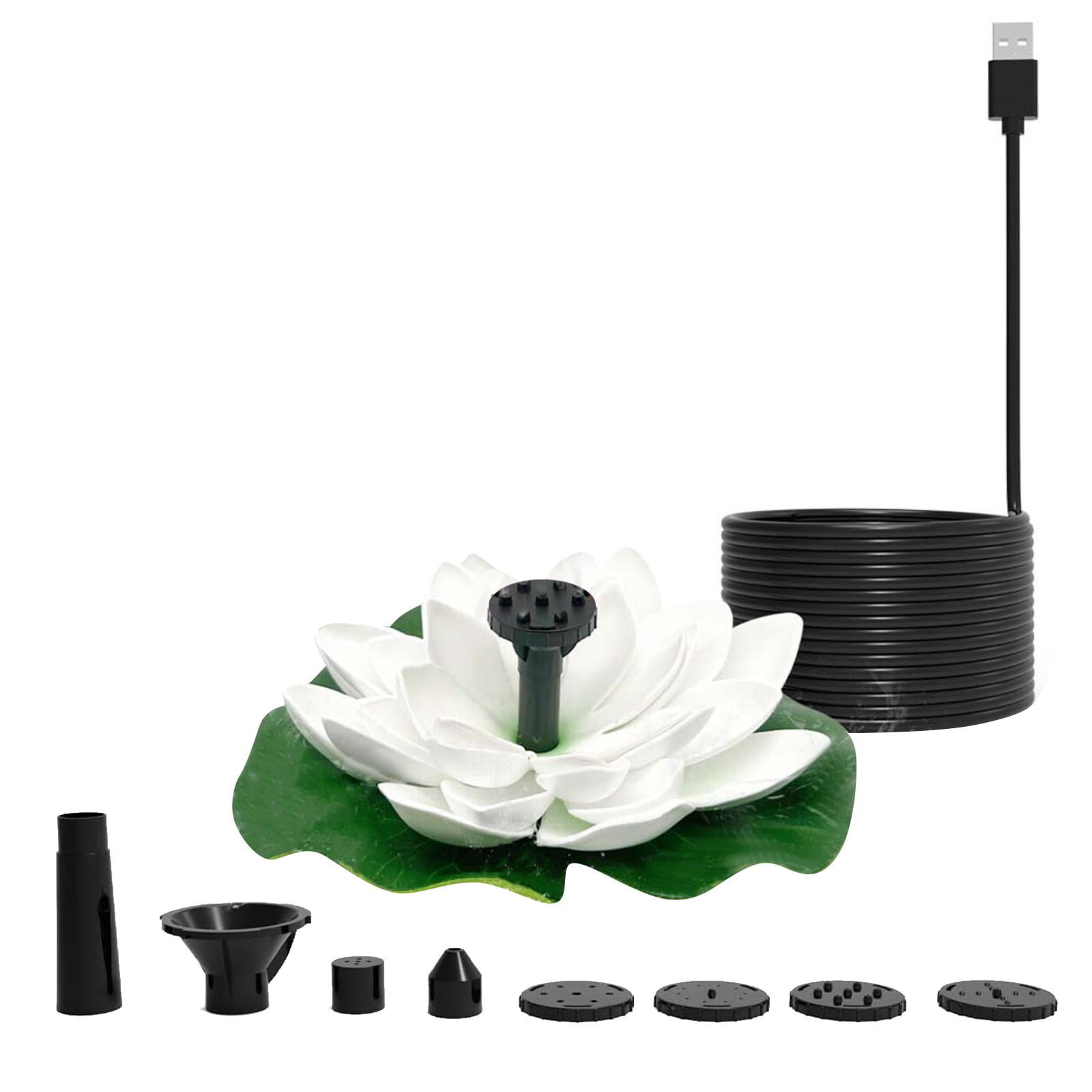 Lotuus Shaped Pond Founntain Decorative USB Floating Outdoor Water ...