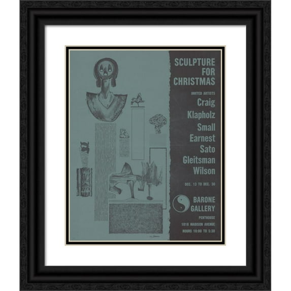 Lou Bavann 20x24 Black Ornate Framed Double Matted Museum Art Print Titled: Sculpture for Christmas (1960)