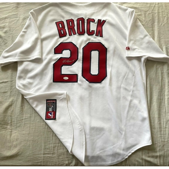 Lou Brock autographed St. Louis Cardinals Majestic jersey JSA Witness