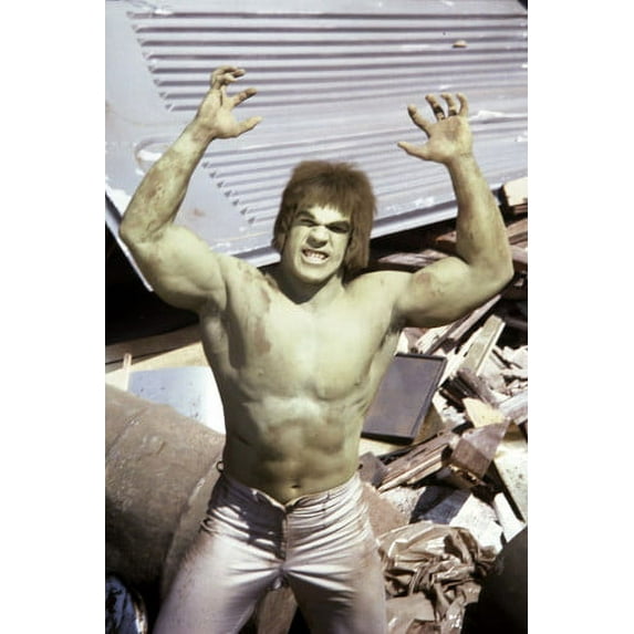 Lou Ferrigno as The Incredible Hulk 24x36 Poster barechested and green looking angry