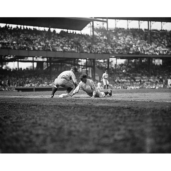 Lou Gehrig Steals 3rd Base Baseball - 12x18 Inch Laminated Aviation Poster - Stunning Detail and Bold Colors