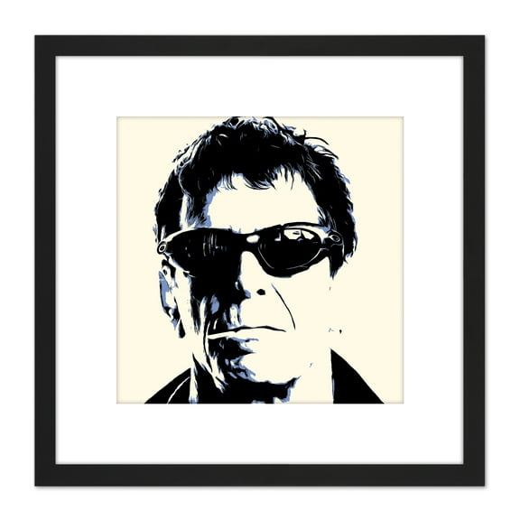 Lou Reed Smoking Musician Rock Star Legend 8X8 Inch Square Wooden Framed Wall Art Print Picture with Mount