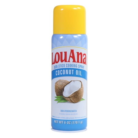 LouAna Coconut Oil Non-Stick Cooking Spray, Shelf Stable, Aerosol Can, 6 oz