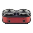 thumbnail image 1 of LouZub 3.2-Quart Double Slow Cooker (1.6-Qt each) w/Warm Settings, Stainproof Stoneware Pots and Glass Lids – Red Stainless Steel, 1 of 3