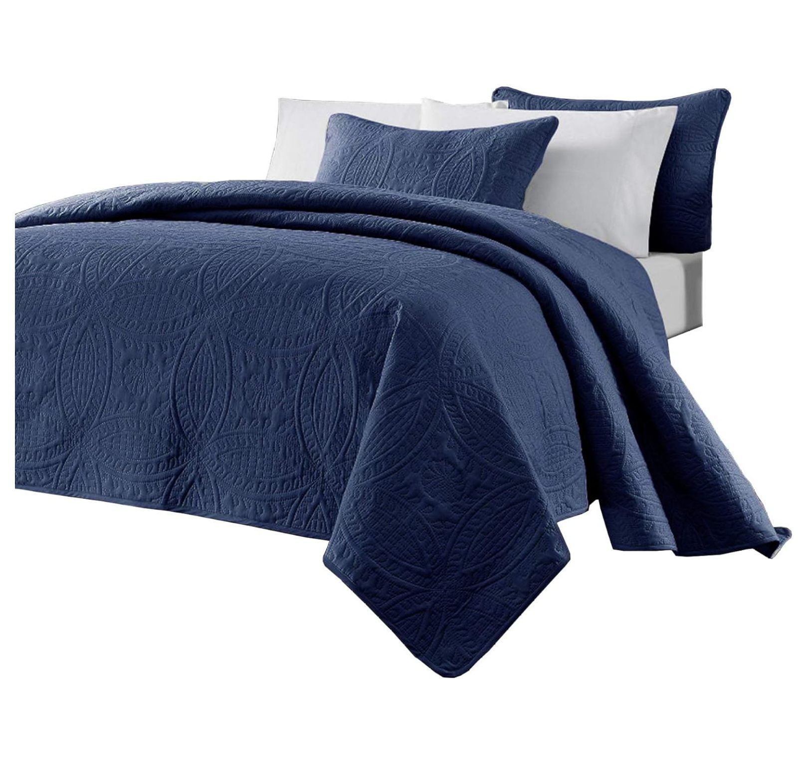 Austin Navy Queen Microfiber Bedspread with Shams